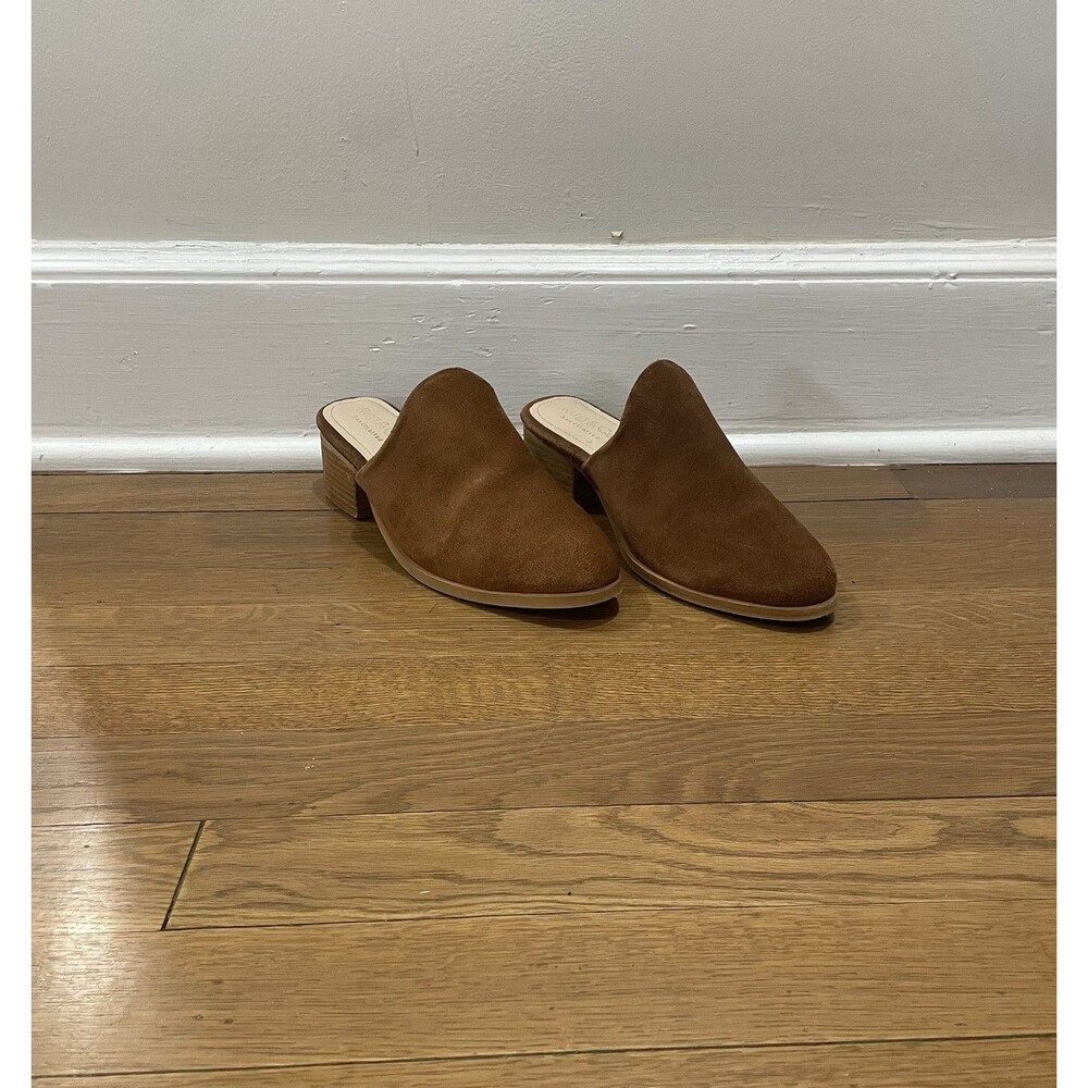 Rag & Co. Palma Brown Tan Natural Stacked Heel Slip On Mules Shoes Sz 7 EUR 38